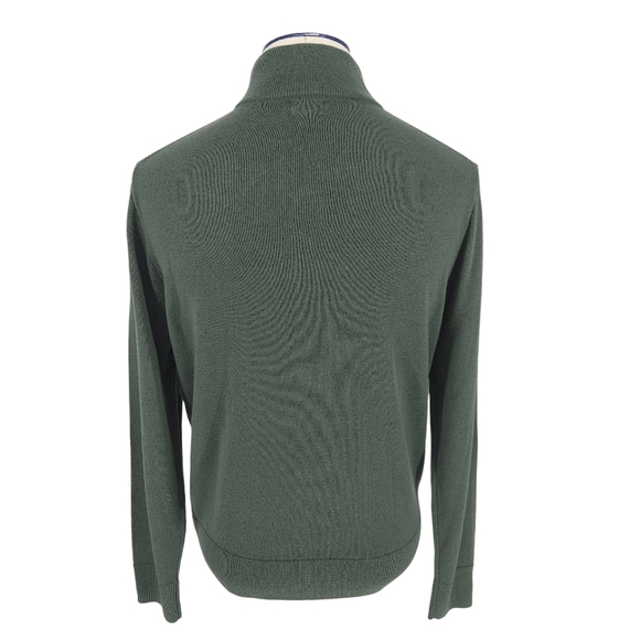 J.CREW Wool Knit Pullover Sweater Green 1/4 Zip Mock Long Sleeve Medium - Picture 4 of 7